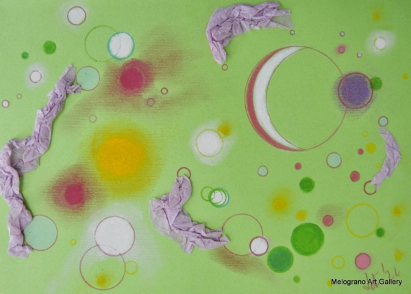 Dipinto astratto di Maria Letizia Giorgetti, esplosione di colore e vitalità.