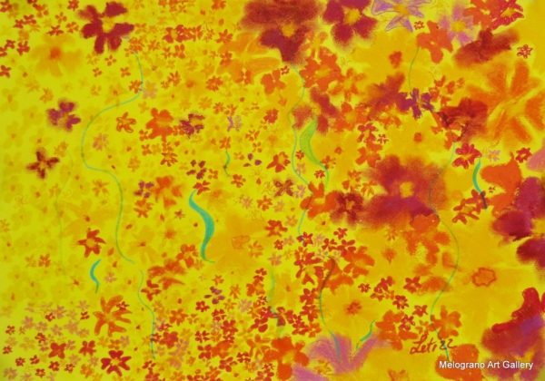 Opera di Maria Letizia Giorgetti, colori in libertà e gioia luminosa.