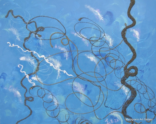 Dipinto astratto di Maria Letizia Giorgetti, esplosione di colore e vitalità.