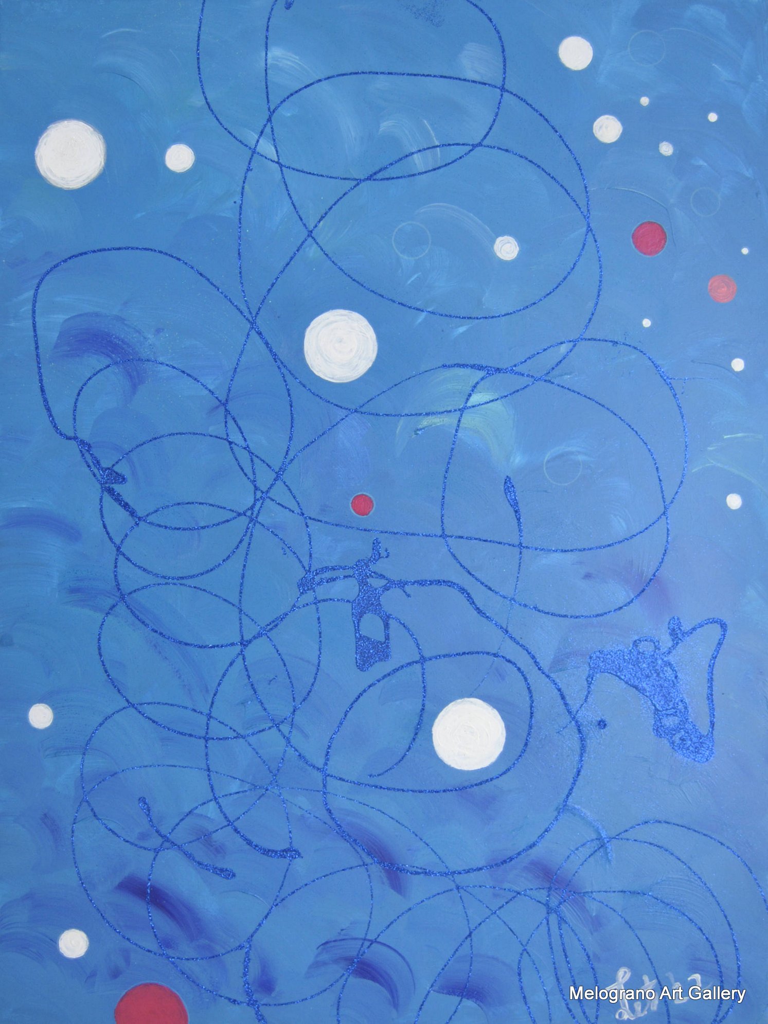 Opera di Maria Letizia Giorgetti, colori in libertà e gioia luminosa.