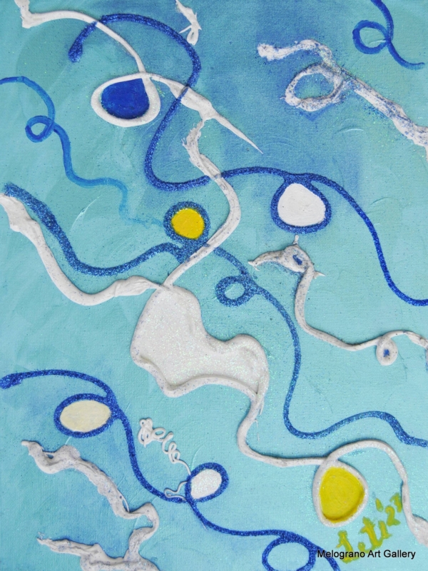 Opera di Maria Letizia Giorgetti, colori in libertà e gioia luminosa.