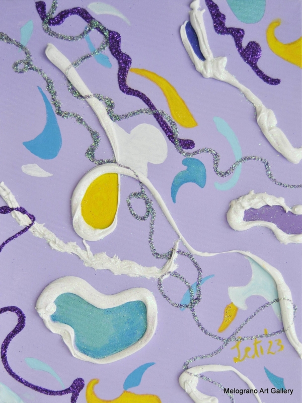 Pittura colorata di Maria Letizia Giorgetti, energia positiva e libertà gestuale.