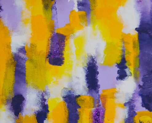 Dipinto astratto di Maria Letizia Giorgetti, esplosione di colore e vitalità.
