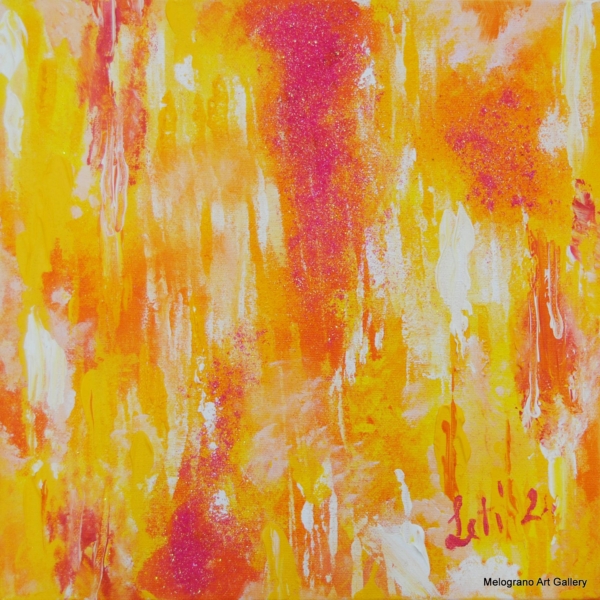 Pittura colorata di Maria Letizia Giorgetti, energia positiva e libertà gestuale.