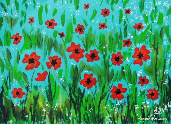 Dipinto astratto di Maria Letizia Giorgetti, esplosione di colore e vitalità.