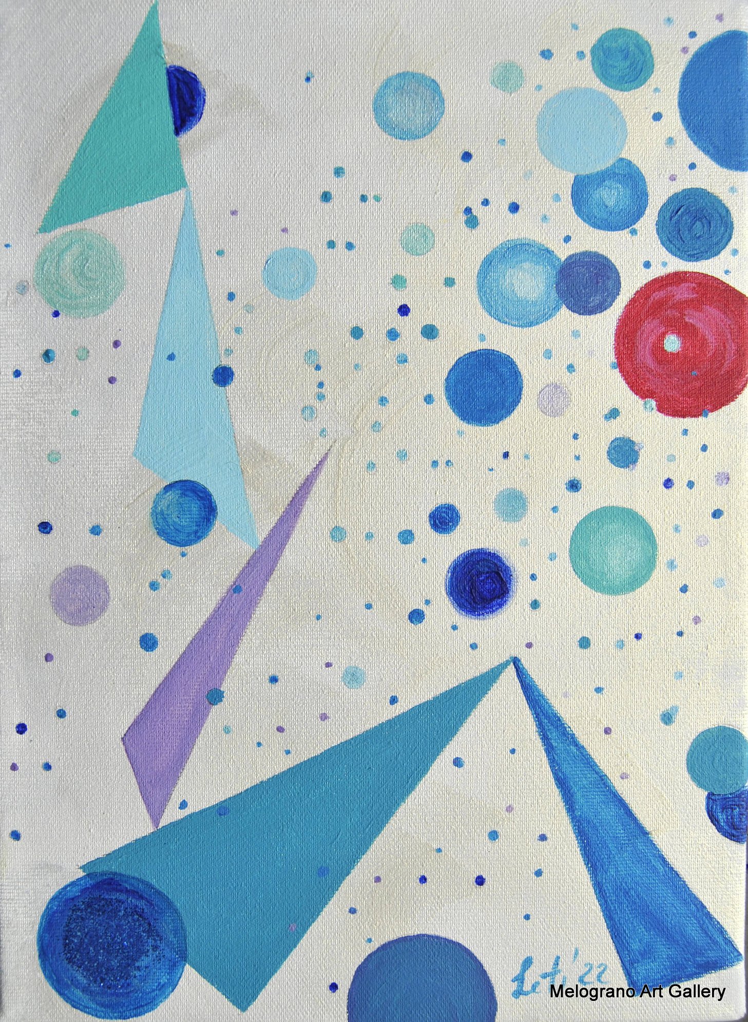 Opera di Maria Letizia Giorgetti, colori in libertà e gioia luminosa.