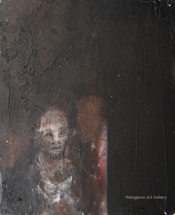 Volto drammatico di Pascale Morel, colori della terra e del sangue, anima e sofferenza impressi sulla tela, pittura intensa e poetica