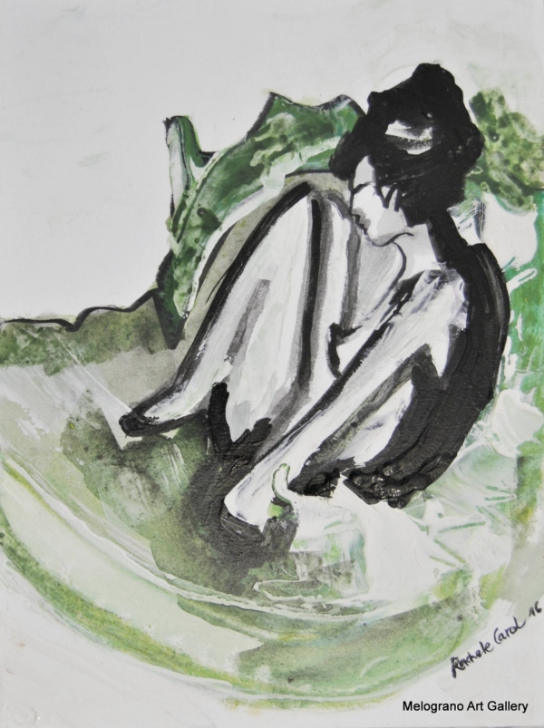 Rachele Carol Odello – figura femminile su carta, disegno espressivo a tratto rapido che racconta l’interiorità