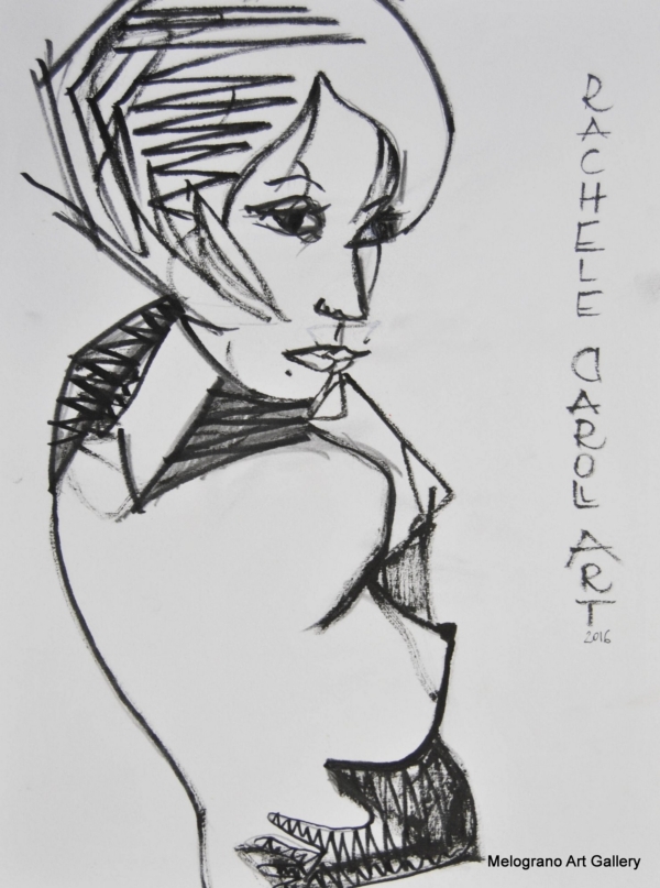 Rachele Carol Odello – figura femminile su carta, disegno espressivo a tratto rapido che racconta l’interiorità