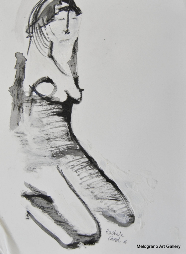 Rachele Carol Odello – figura femminile su carta, disegno espressivo a tratto rapido che racconta l’interiorità