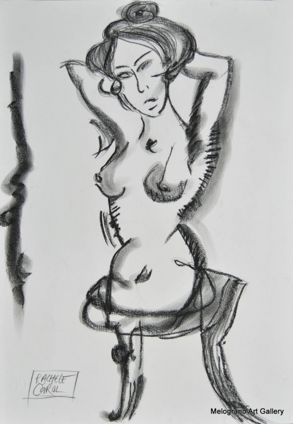 Rachele Carol Odello – figura femminile su carta, disegno espressivo a tratto rapido che racconta l’interiorità