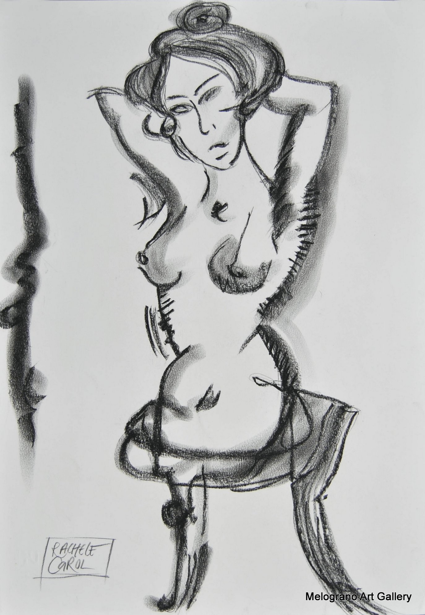 Rachele Carol Odello – figura femminile su carta, disegno espressivo a tratto rapido che racconta l’interiorità