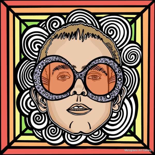 Opera digitale di Rossella Bessi dedicata all'icona pop Elton Jojn