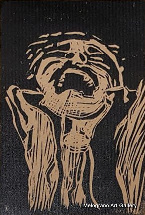 Opera di Sonia Laura Parodi con figura femminile intensa ed espressiva