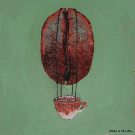 Piccola opera 10×10 di Tina Vitale, pittura simbolica e colorata con simboli, doppi sensi e portafortuna