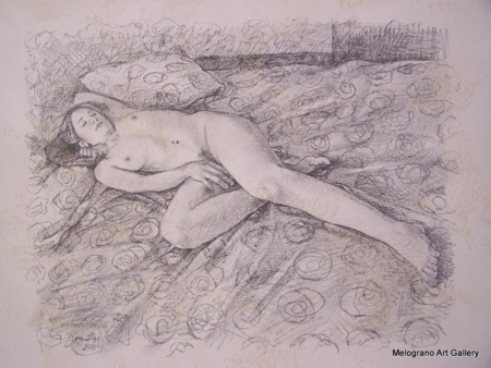 Opera di Didier Goguilly, pittura figurativa contemporanea, tema sonno e illusione, luce e colore dialogano con silenzio e assenza