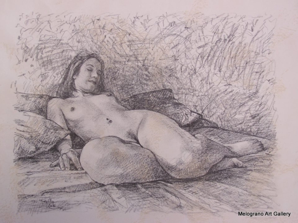 Opera di Didier Goguilly, pittura figurativa contemporanea, tema sonno e illusione, luce e colore dialogano con silenzio e assenza