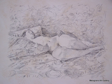 Opera di Didier Goguilly, pittura figurativa contemporanea, tema sonno e illusione, luce e colore dialogano con silenzio e assenza