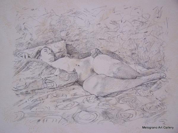 Opera di Didier Goguilly, pittura figurativa contemporanea, tema sonno e illusione, luce e colore dialogano con silenzio e assenza