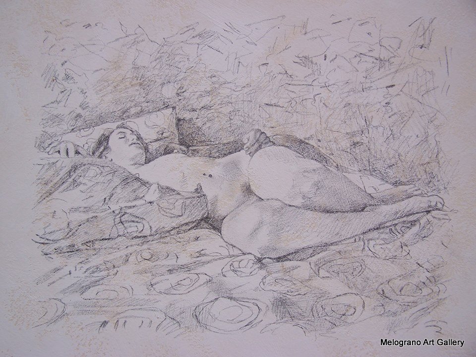 Opera di Didier Goguilly, pittura figurativa contemporanea, tema sonno e illusione, luce e colore dialogano con silenzio e assenza